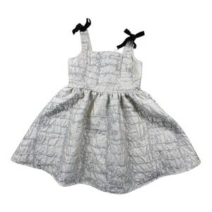 A Loves A Girl Girls L Ivory Silver Metallic Party Dress NWT Bows